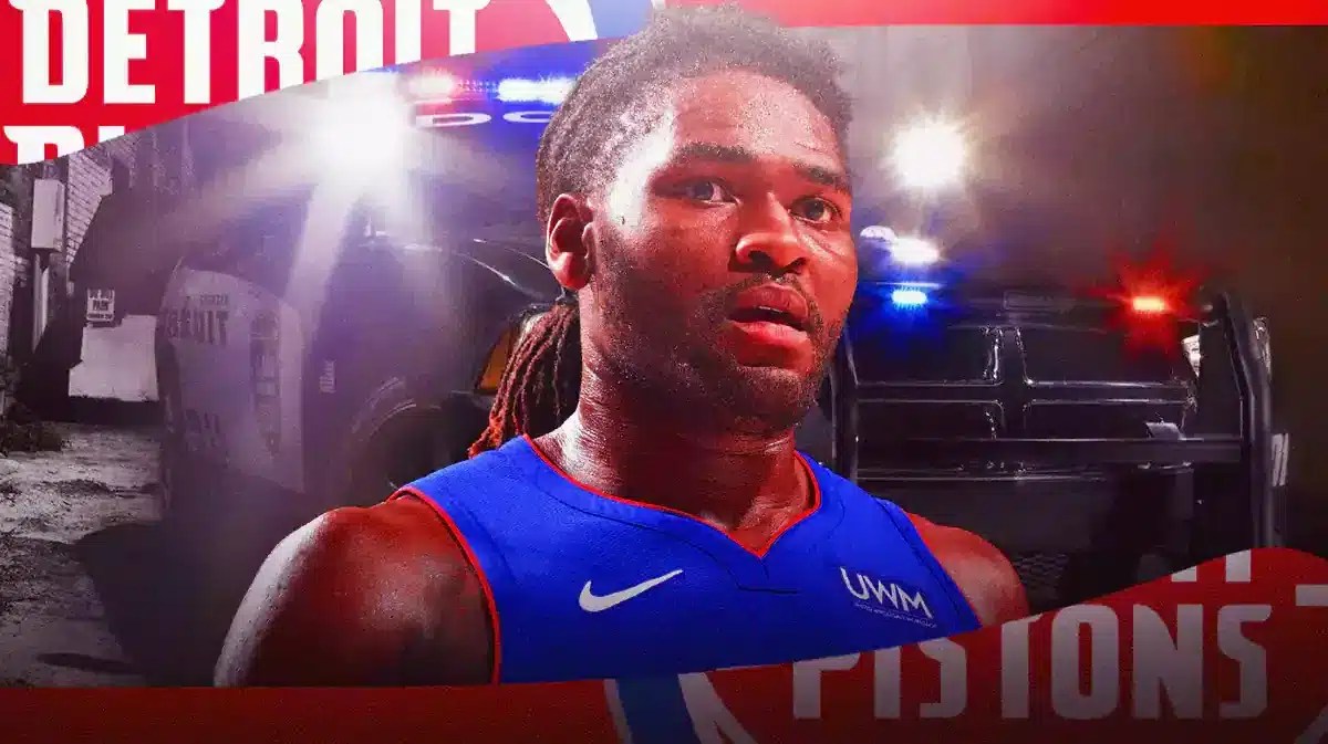 Pistons' Isaiah Stewart with police car