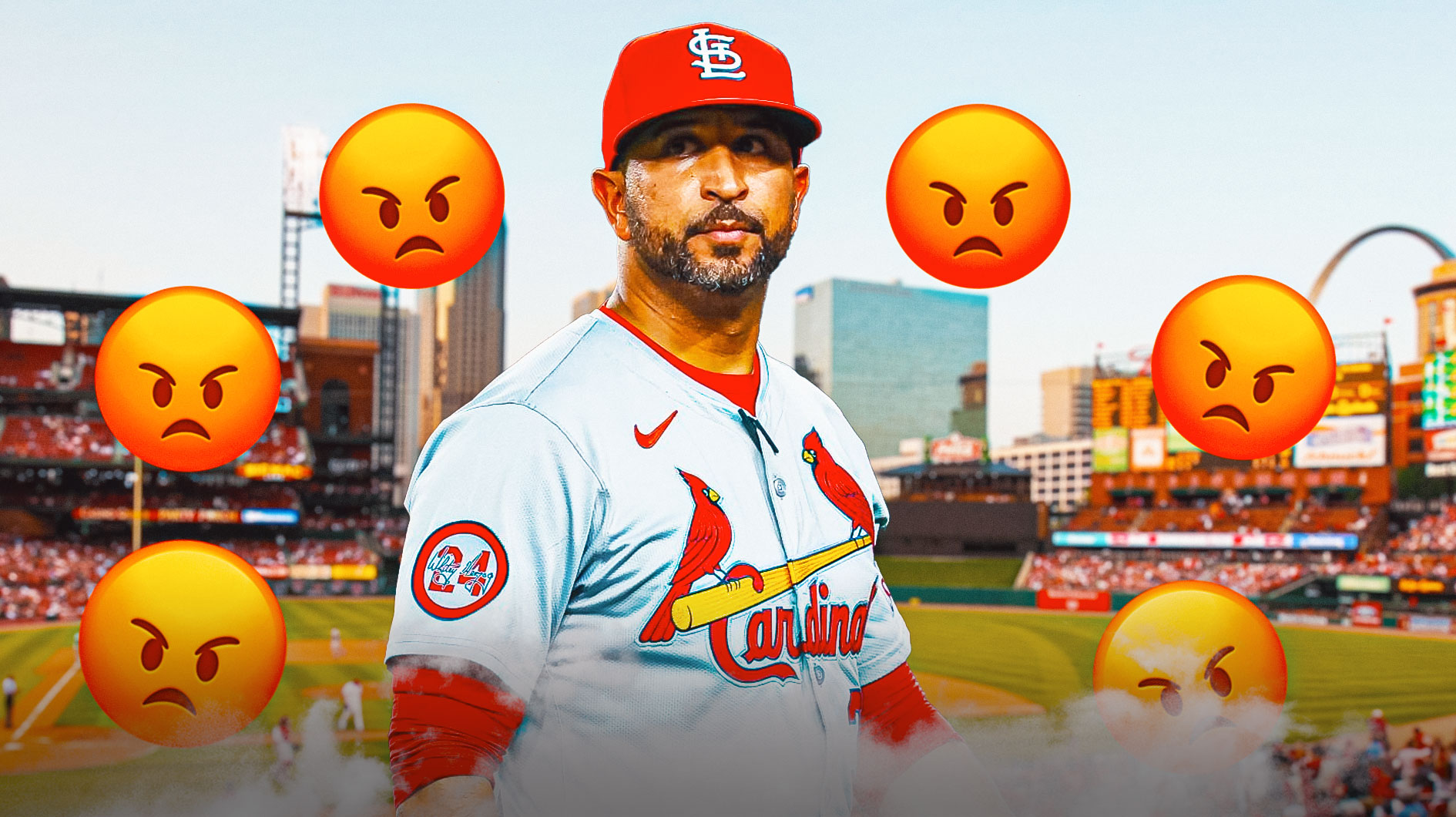 Oliver Marmol with angry emojis around him.