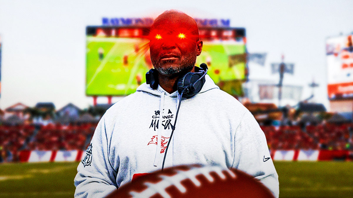 Buccaneers head coach Todd Bowles with woke/laser eyes