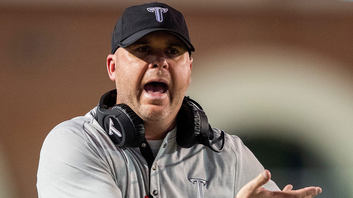 Troy head coach Chip Lindsey against Appalachian State in first half action on the Troy campus in Troy, Ala