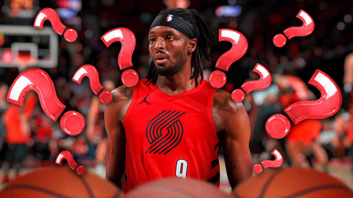 Blazers Jerami Grant with question marks everywhere.