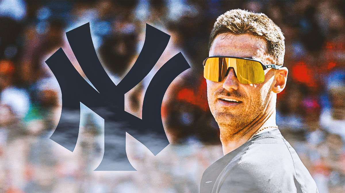 Featured Graphic idea: Image of Yankees Cody Bellinger smiling. Yankees logo in background