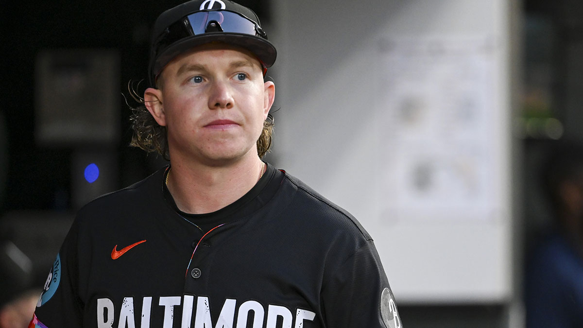 Sep 20, 2024; Baltimore, Maryland, USA; Baltimore Orioles outfielder Heston Kjerstad (13) walks through the dugout before the game against the Detroit Tigers at Oriole Park at Camden Yards. Mandatory Credit: Tommy Gilligan-Imagn Images