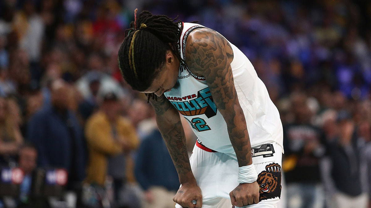 Memphis Grizzlies guard Ja Morant (12) waits to shoot a free throw during the second quarter against the Oklahoma City Thunder during game three for the first round of the 2024 NBA Playoffs at FedExForum.