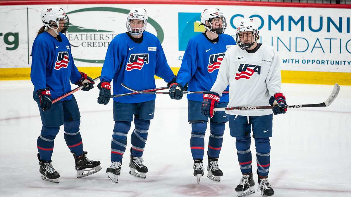 Team USA takes to the ice for practice ahead of the 2024 IIHF Women's World Championship.