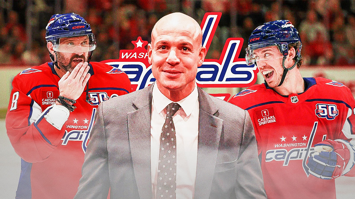 Alex Ovechkin, Anthony Beauvillier, and Spencer Carbery with a Caps logo, capitals free agency, free agent, nhl free agent